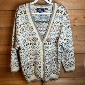 Vintage Best American Clothing chunky knit wool Sweater button grandpa fisherman
